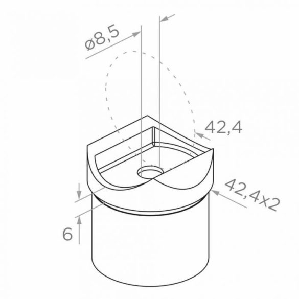 Rozsdamentes áthatásos csatlakozó 42,4/42,4 90 fokba 