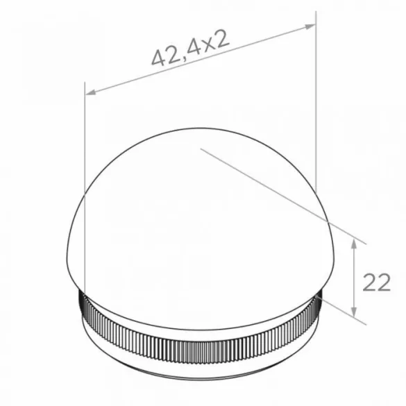 Rozsdamentes véglezáró ø 42,4 csőhöz (ívelt) Inox