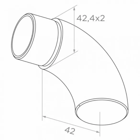 Inox véglezáró ø 42,4 csőhöz (90 fokos lefordulással)